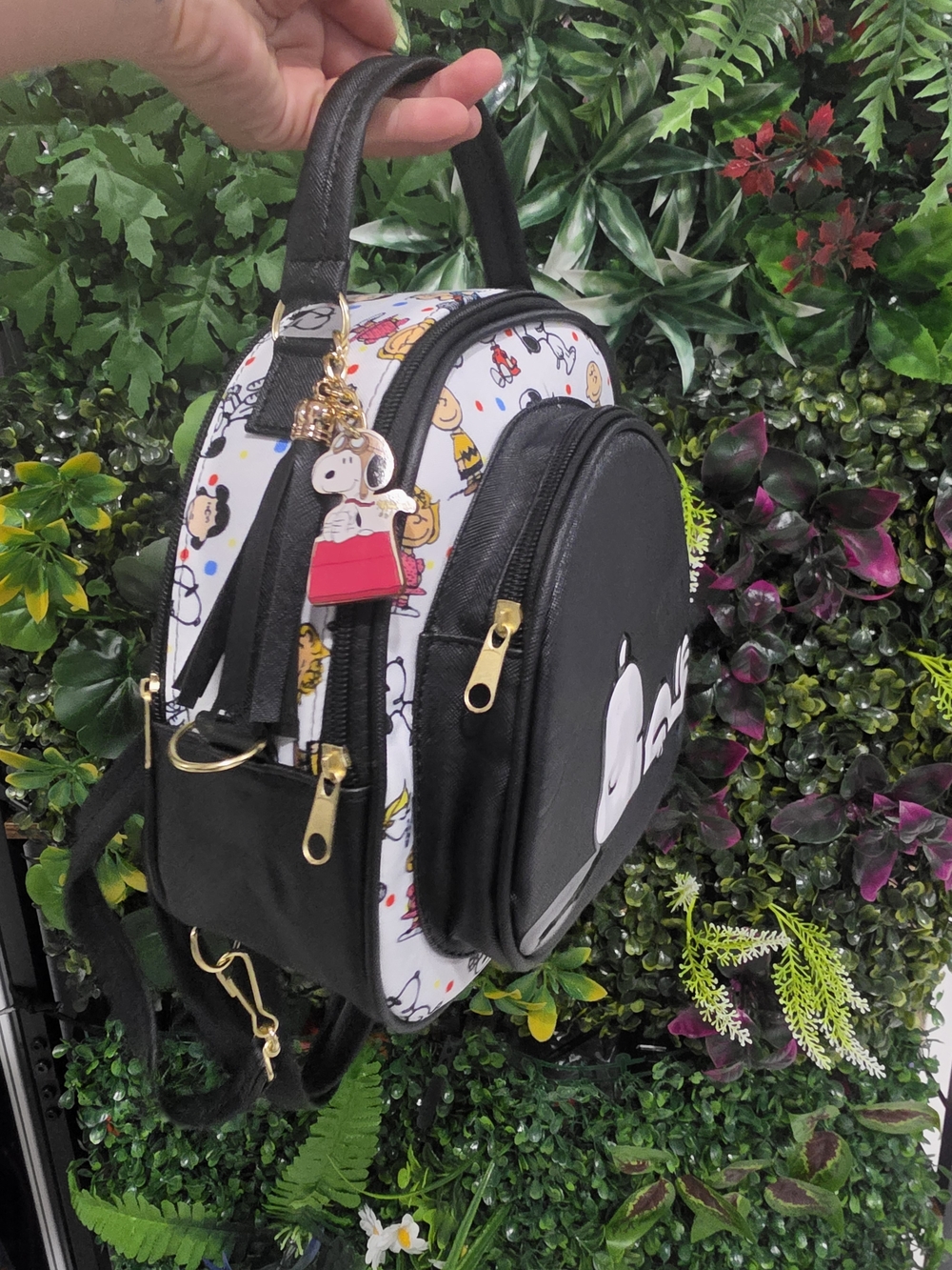 Peanuts Snoopy Black Mini Backpack Bag - Picture 5 of 8